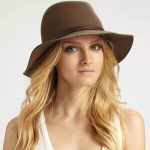 NWT Rag and Bone Pecan Floppy Brim Wool Fedora Leather Band Retail $250